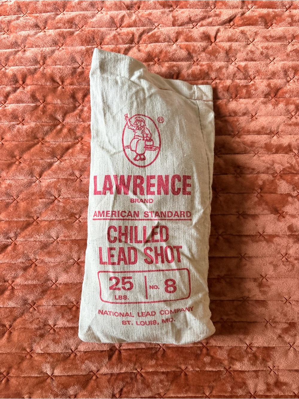 Vintage Lawrence Brand Men’s Canvas Shot Ammo Bag — White with Red Print
